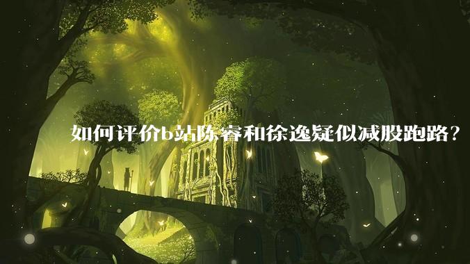 如何评价b站陈睿和徐逸疑似减股跑路？