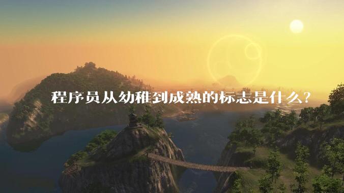 程序员从幼稚到成熟的标志是什么？